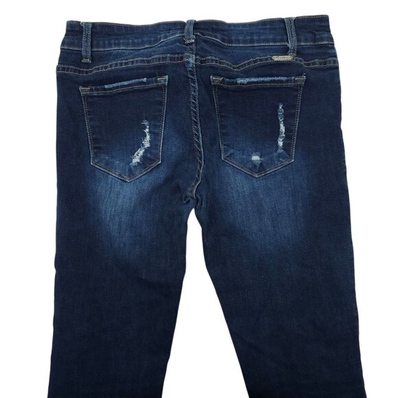 Kancan Distressed Ankle Jeans Womens 11/29 Straight Skinny Dark Wash Low Rise - Picture 11 of 15